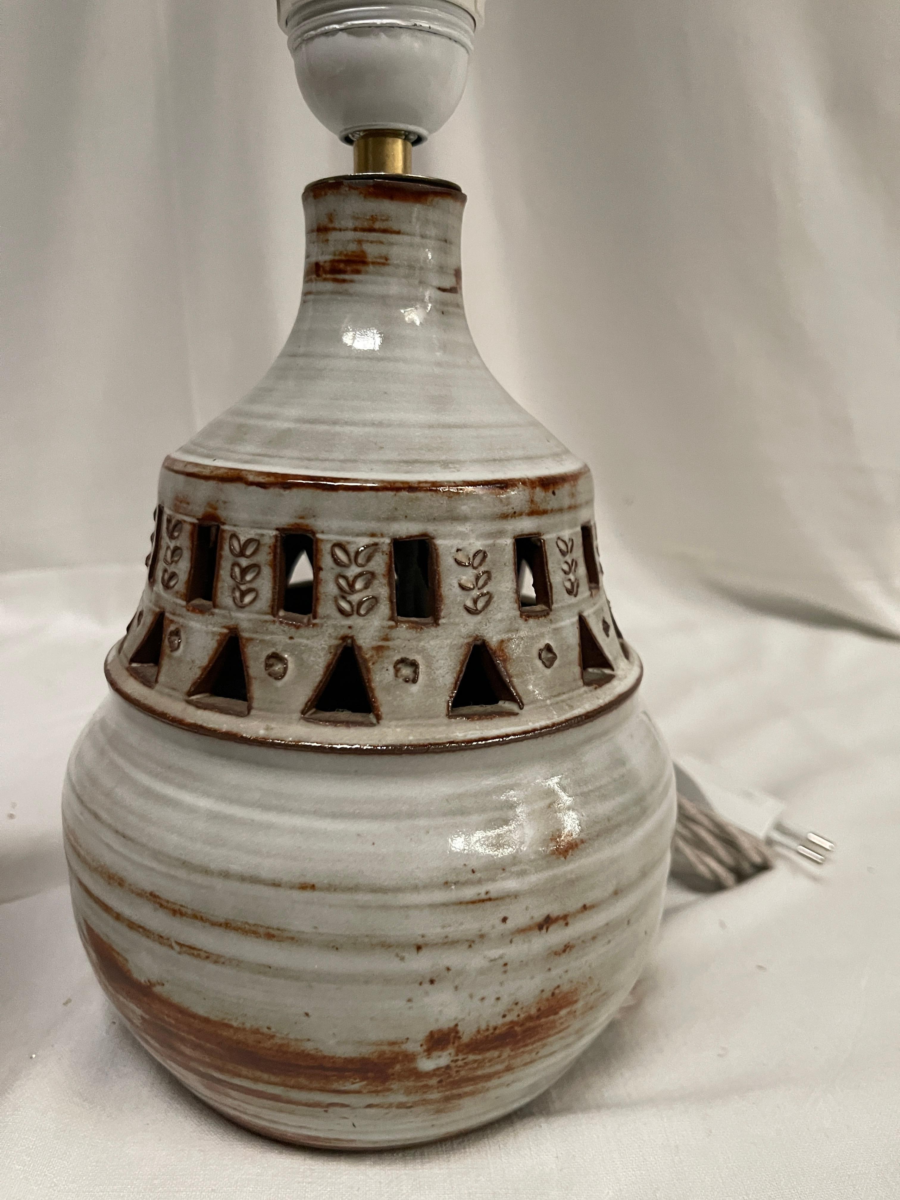 Late 20th Century 1970's Studio pottery ceramic lamp by Vallauris For Sale