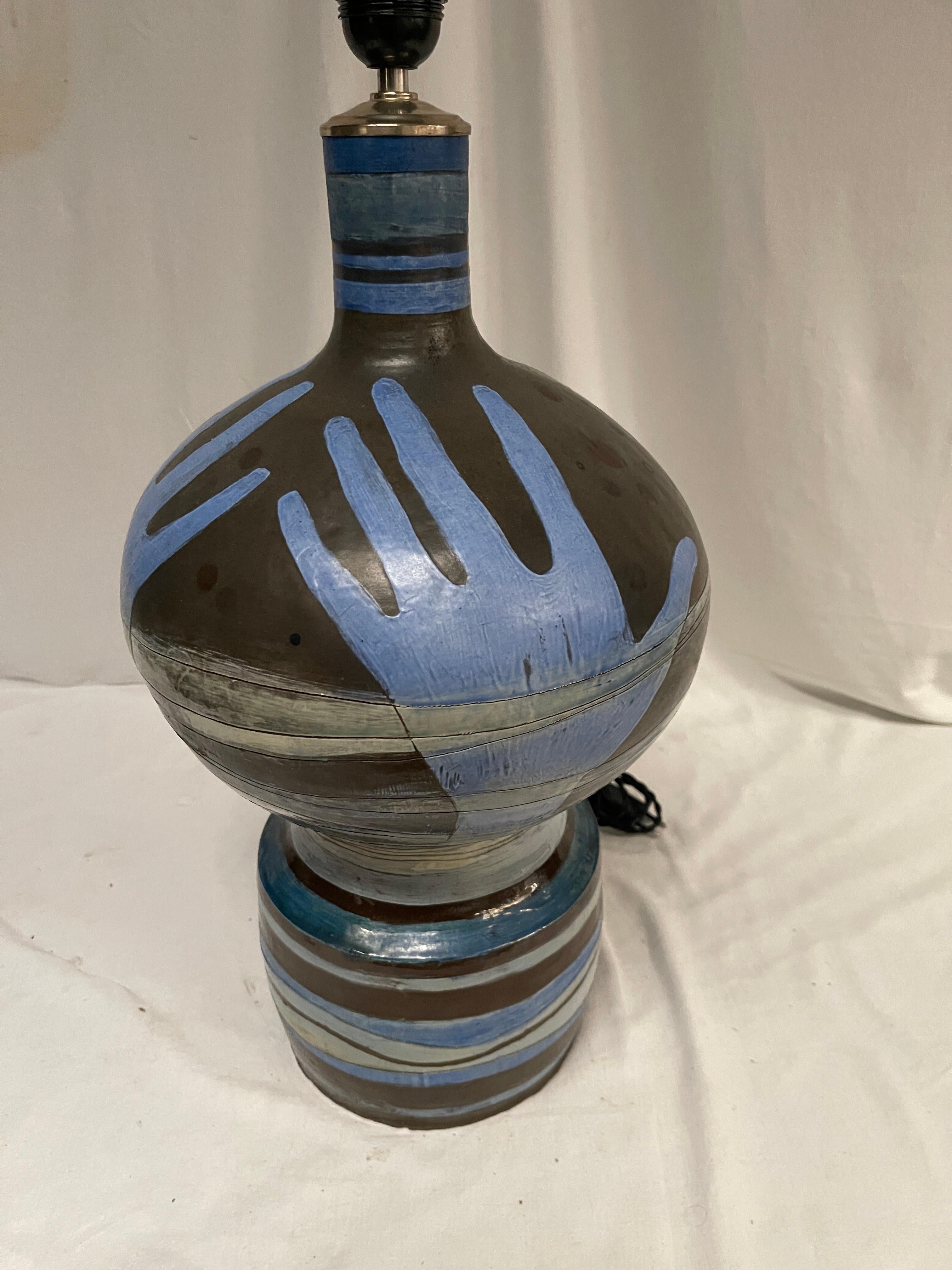 Fin du 20e siècle Lampe Studio pottery céramique de Vallauris des années 1970 en vente