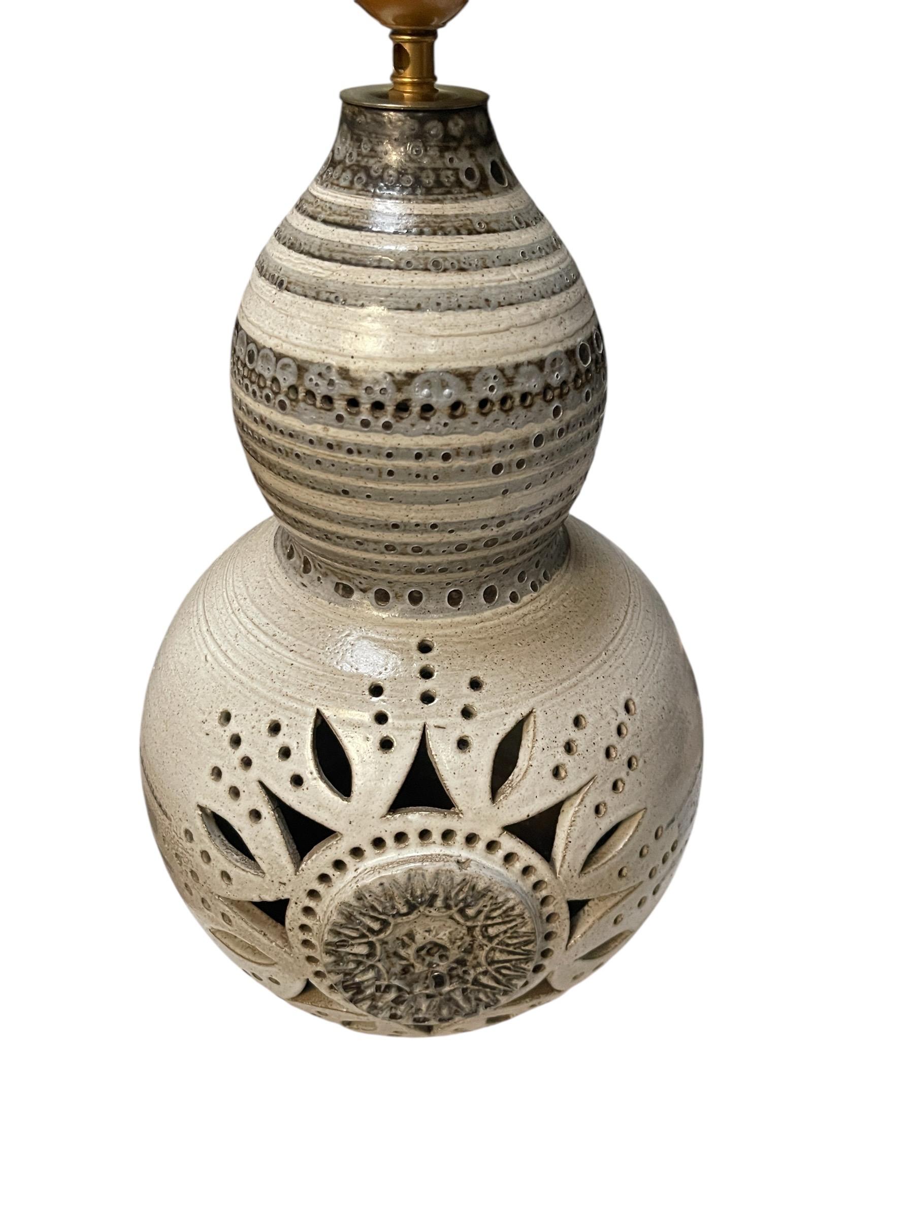 Late 20th Century 1970's Studio pottery ceramic lamp by Vallauris For Sale