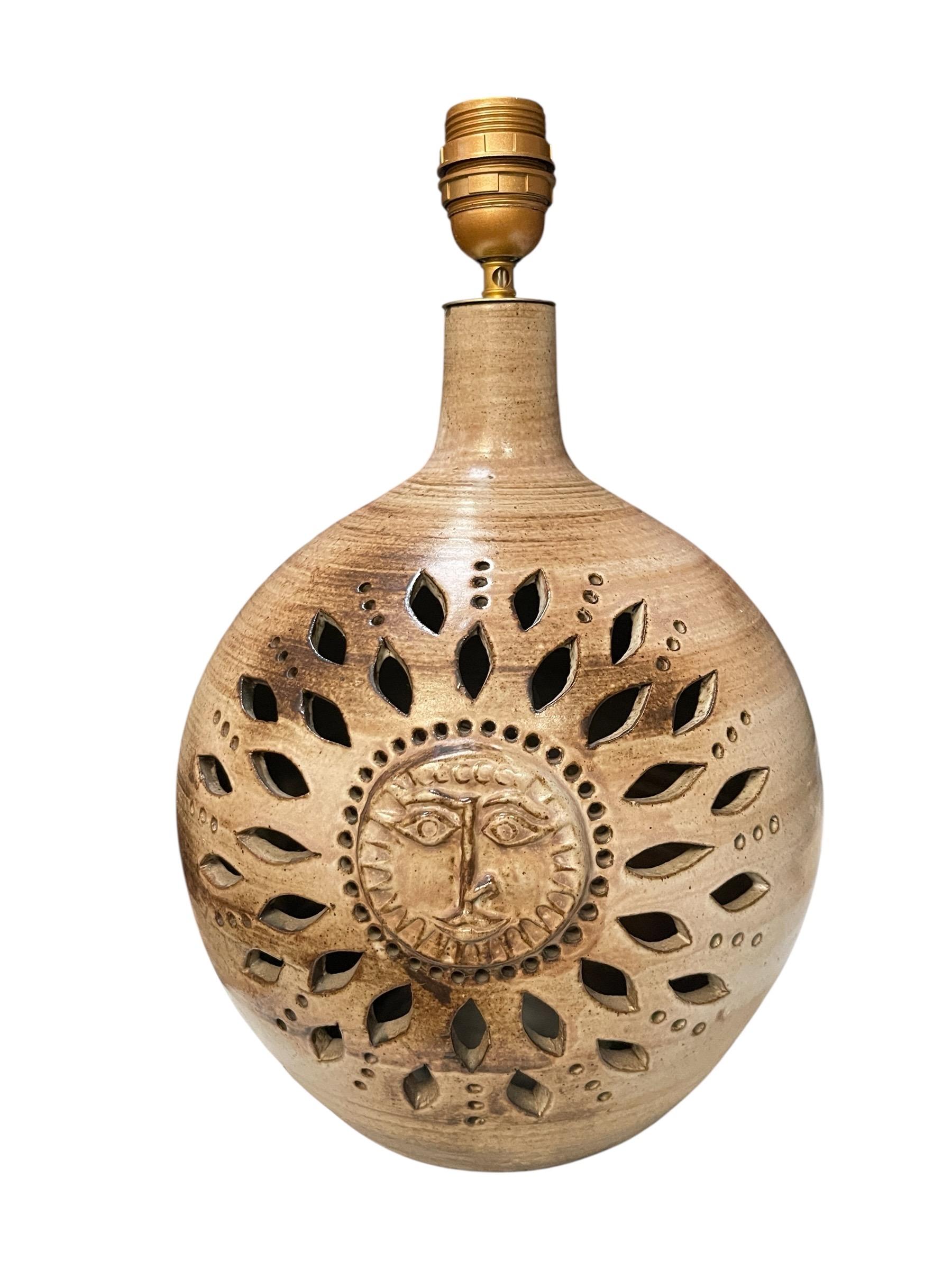 Late 20th Century 1970's Studio pottery ceramic lamp by Vallauris For Sale