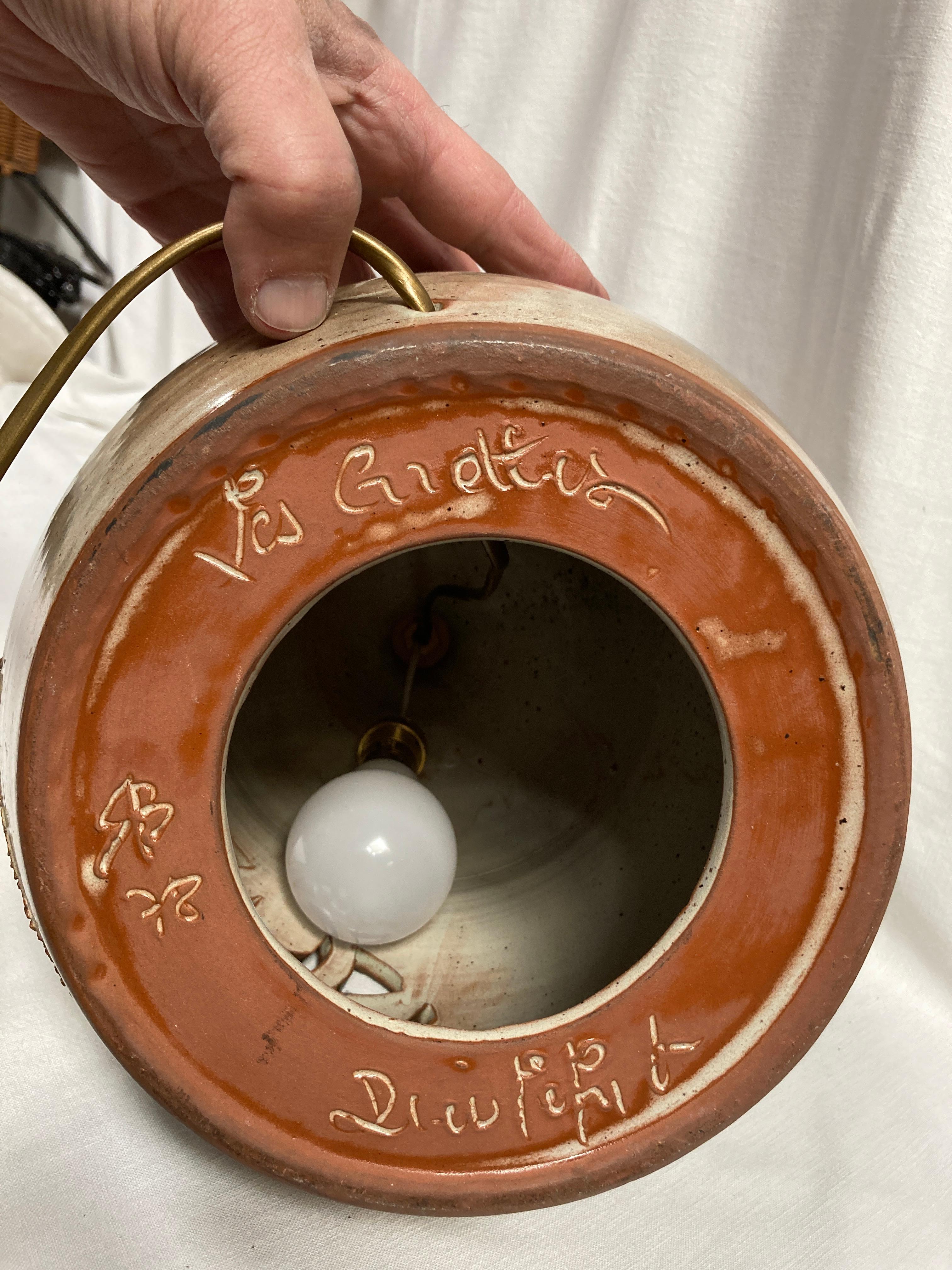 Lámpara de cerámica Studio Pottery de 1970 de Vallauris Cerámico en venta