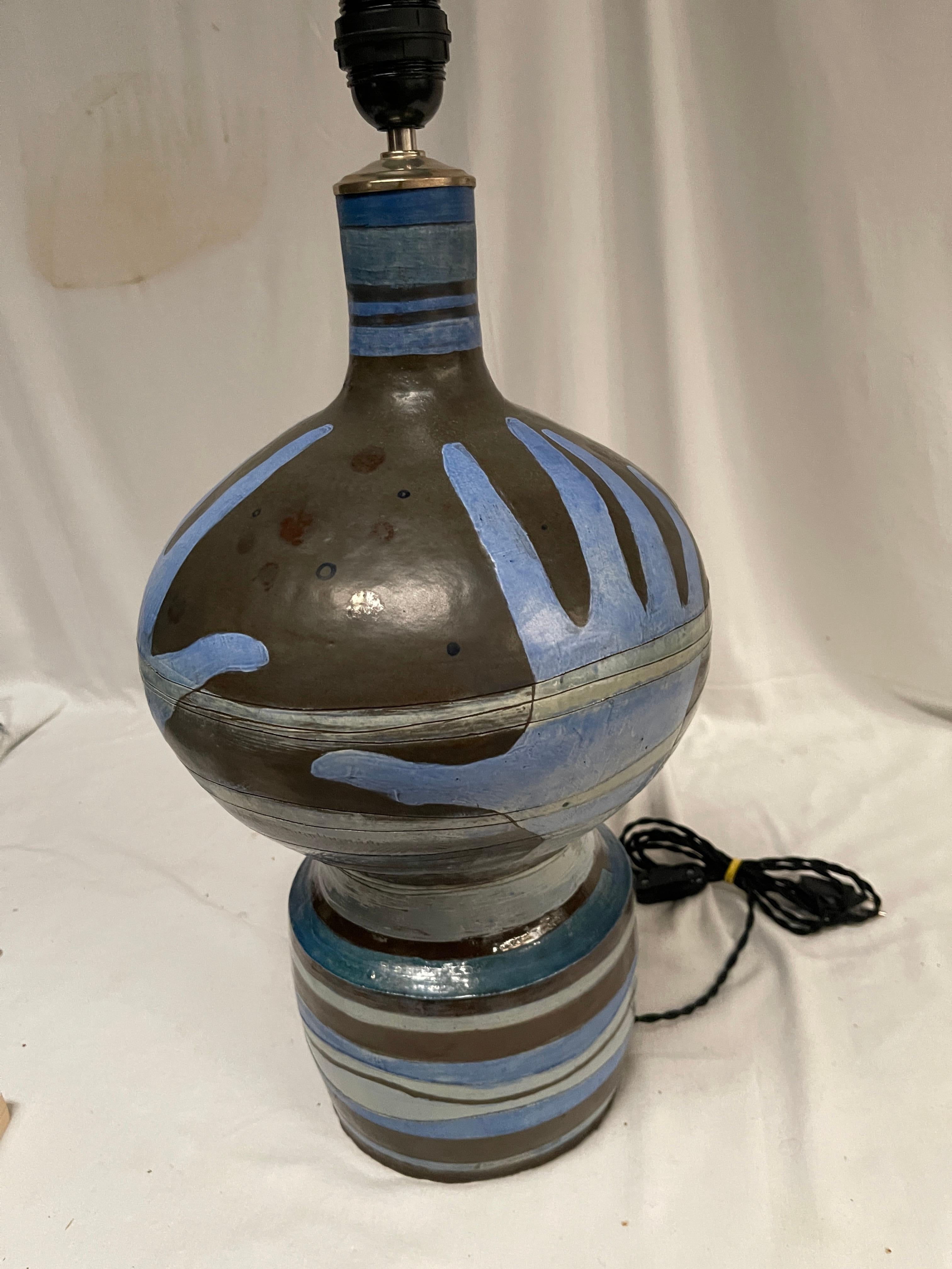 Céramique Lampe Studio pottery céramique de Vallauris des années 1970 en vente