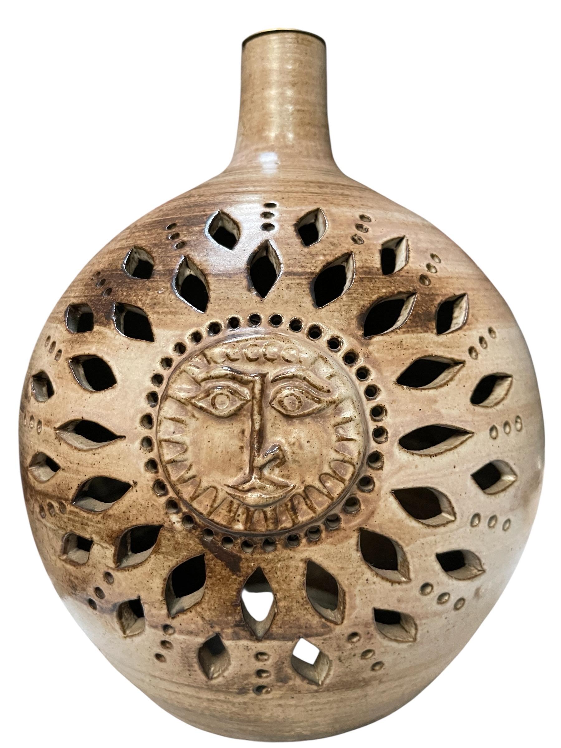 Ceramic 1970's Studio pottery ceramic lamp by Vallauris For Sale