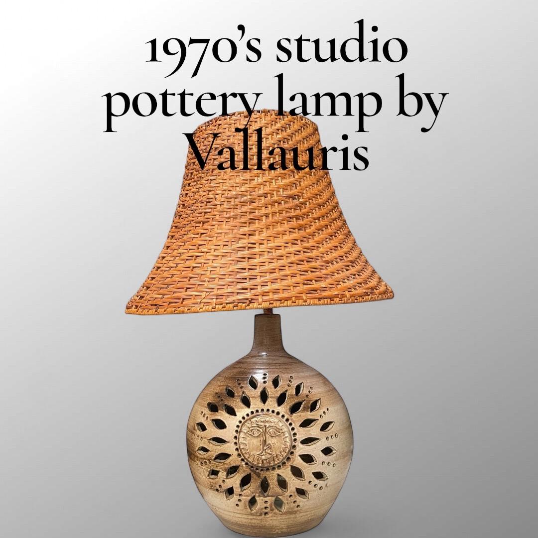 1970's Studio pottery ceramic lamp by Vallauris For Sale 1