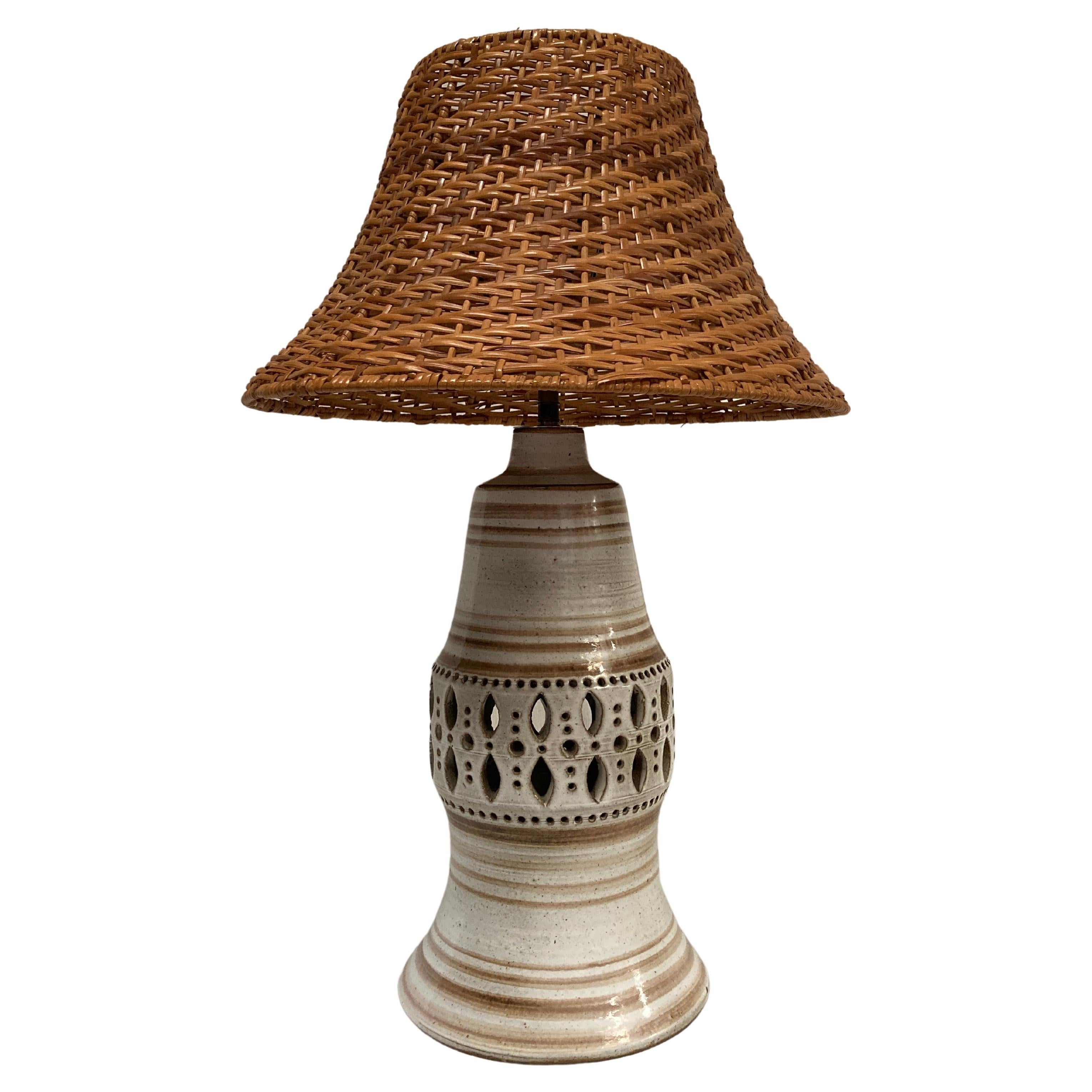 1970's Studio Pottery Keramiklampe von Vallauris