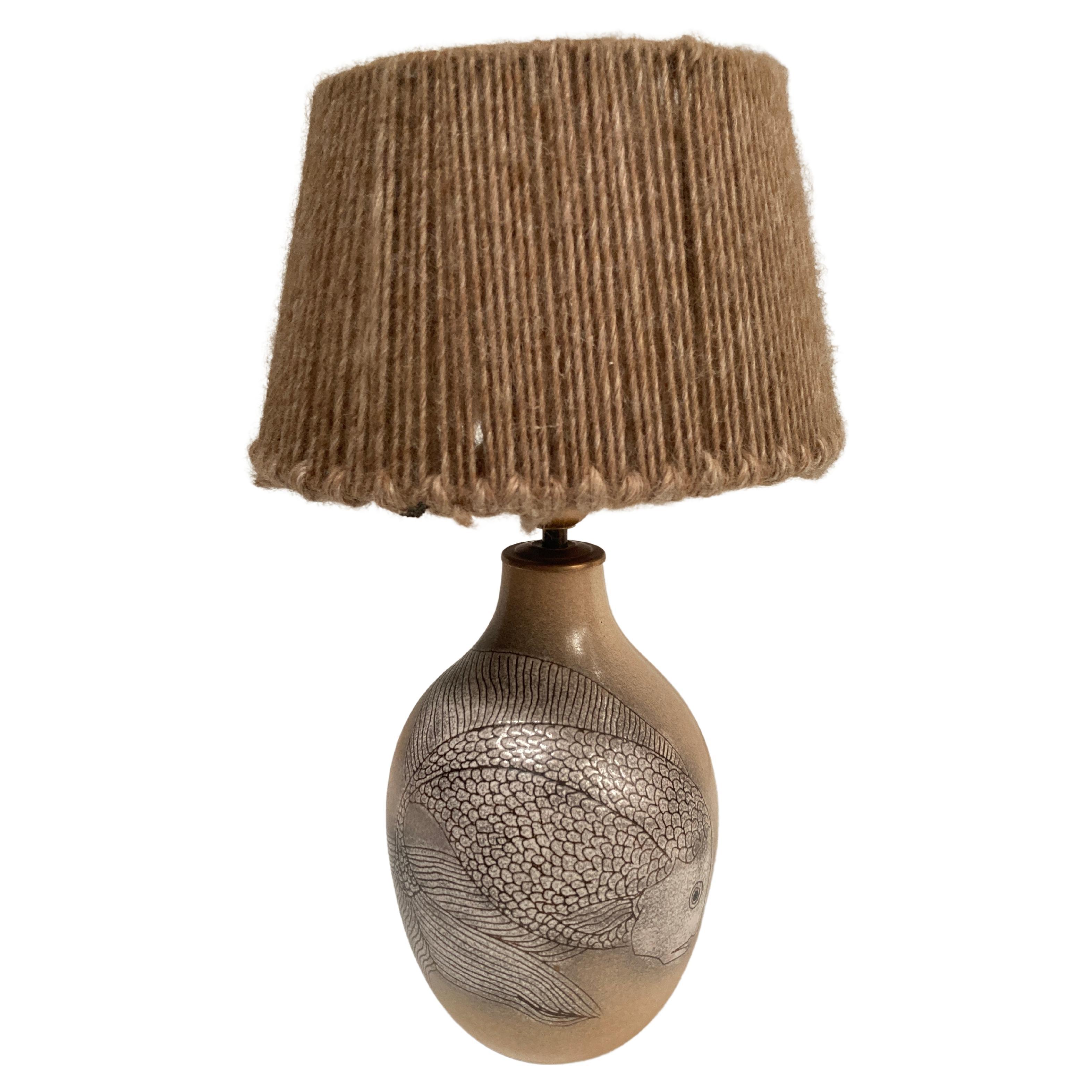 1970's Studio pottery ceramic lamp by Vallauris