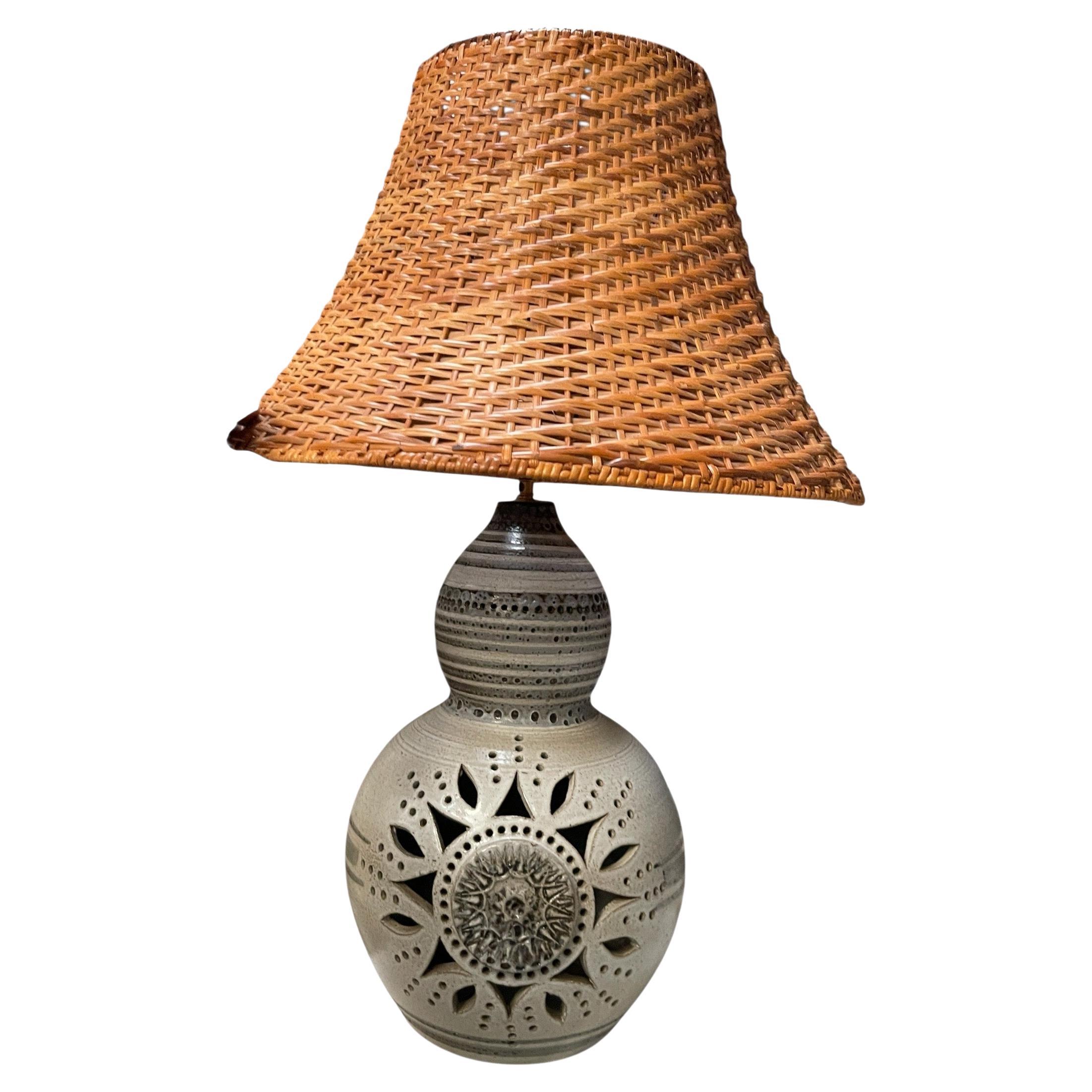 1970's Studio pottery ceramic lamp by Vallauris For Sale