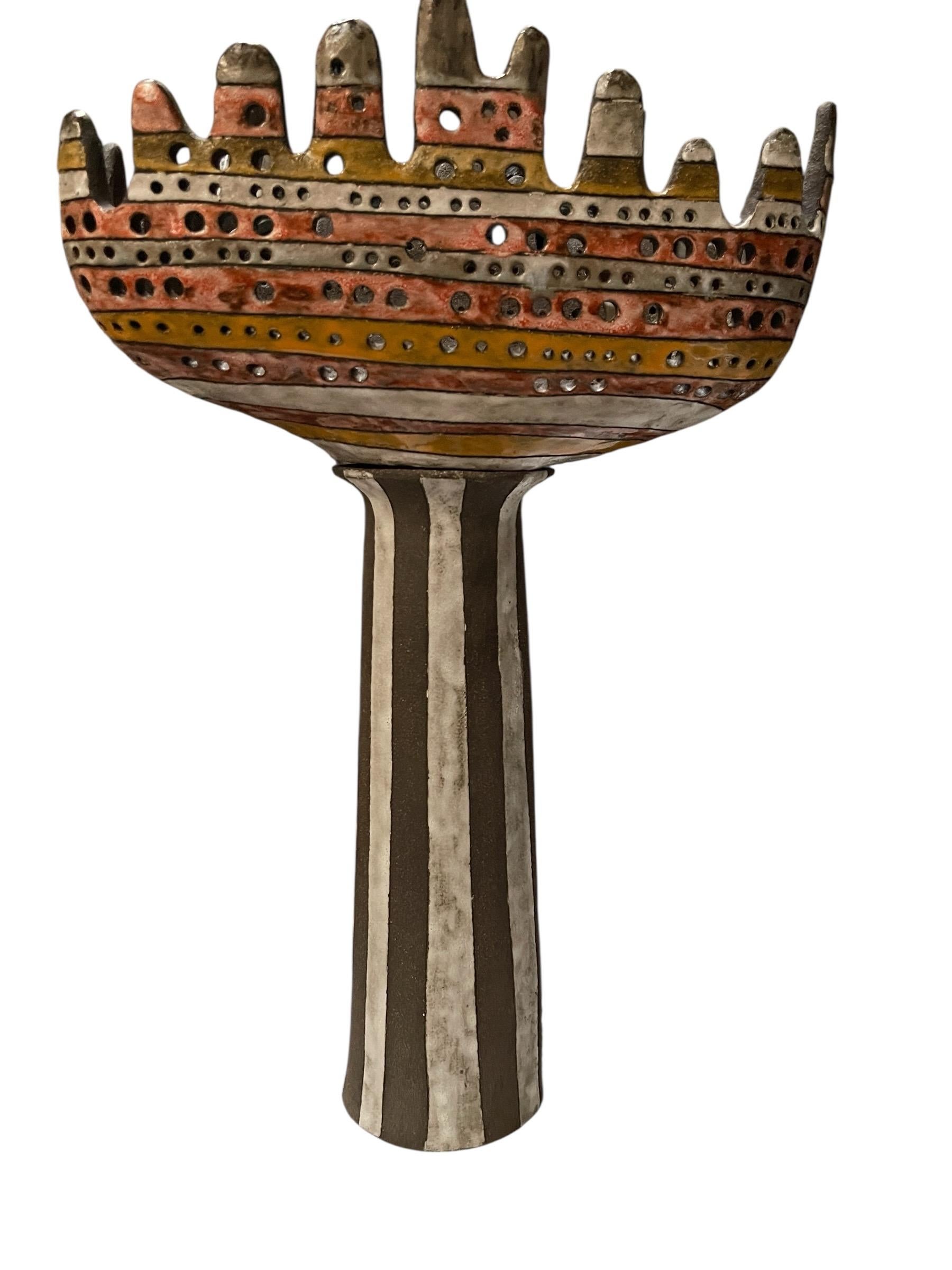 European 1970's Studio pottery ceramic lamp For Sale