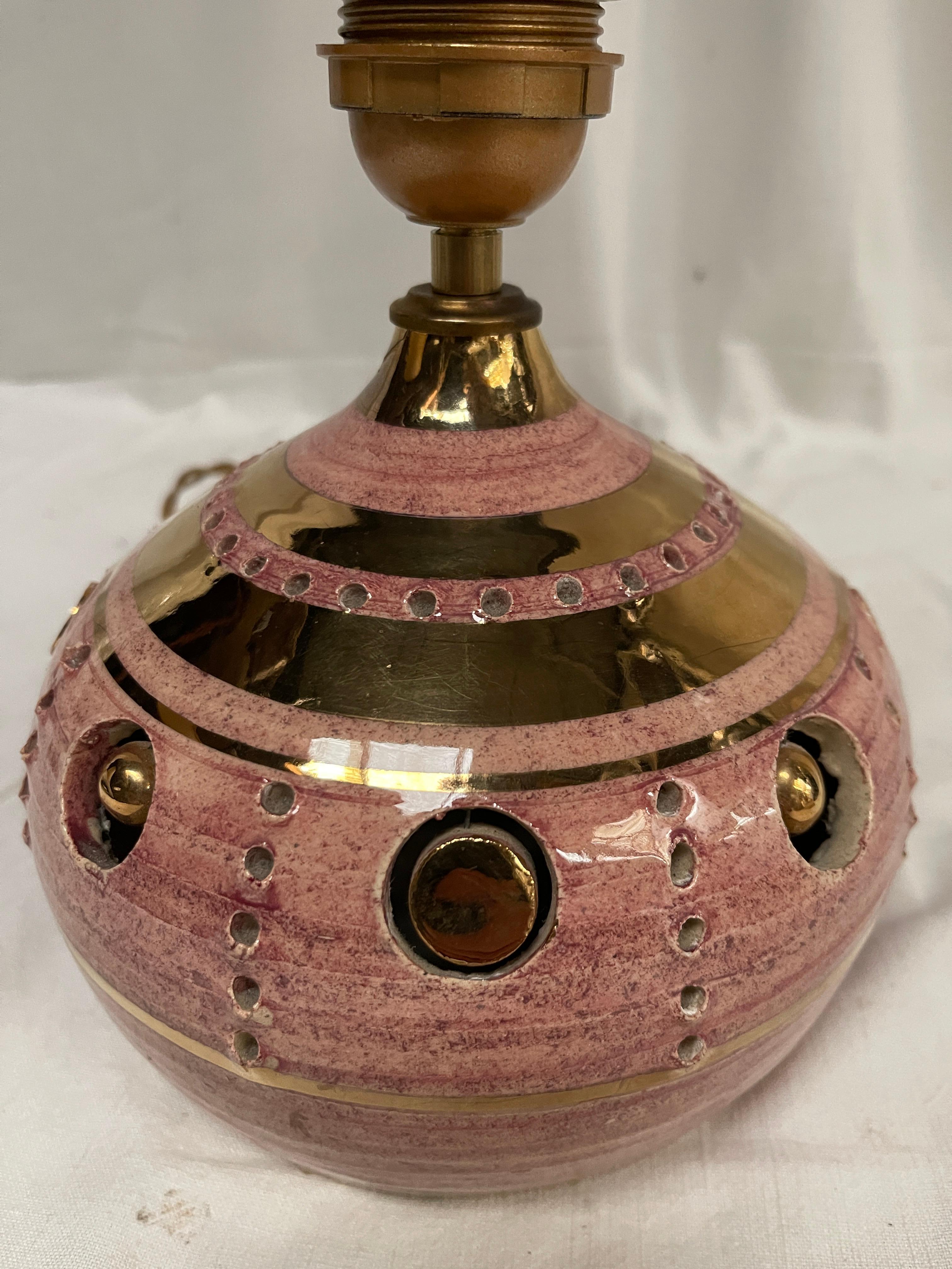 1970's Studio pottery lamp by Georges Pelletier
Hand made / craft work 
Two bulbs in and out 
Dimensions given without shade / No shade included
Newly re-wired