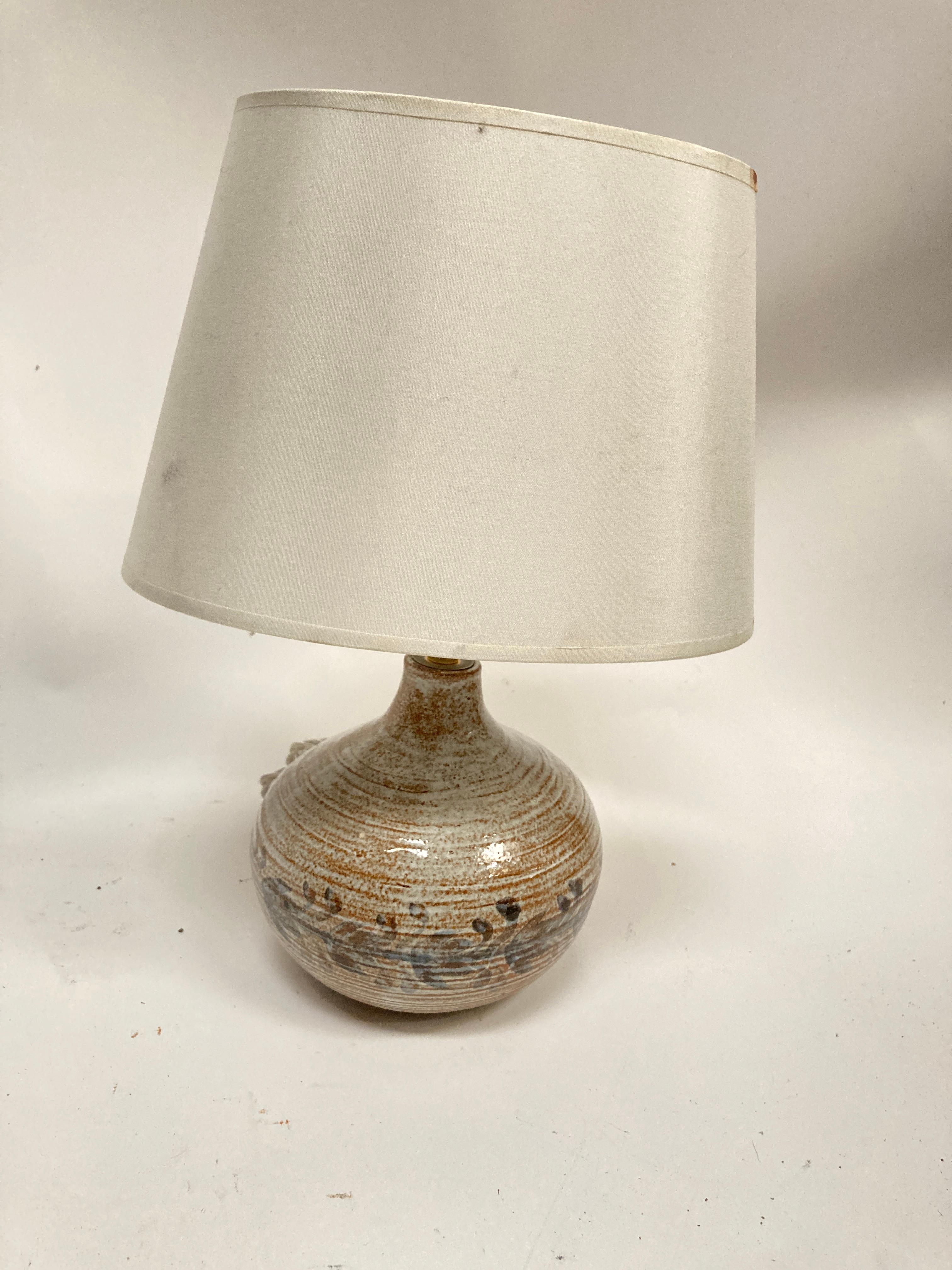 1970's studio Pottery ceramic lamp
One of a kind / Hand made
Vallauris 
France
Dimensions given without shade
No shade included