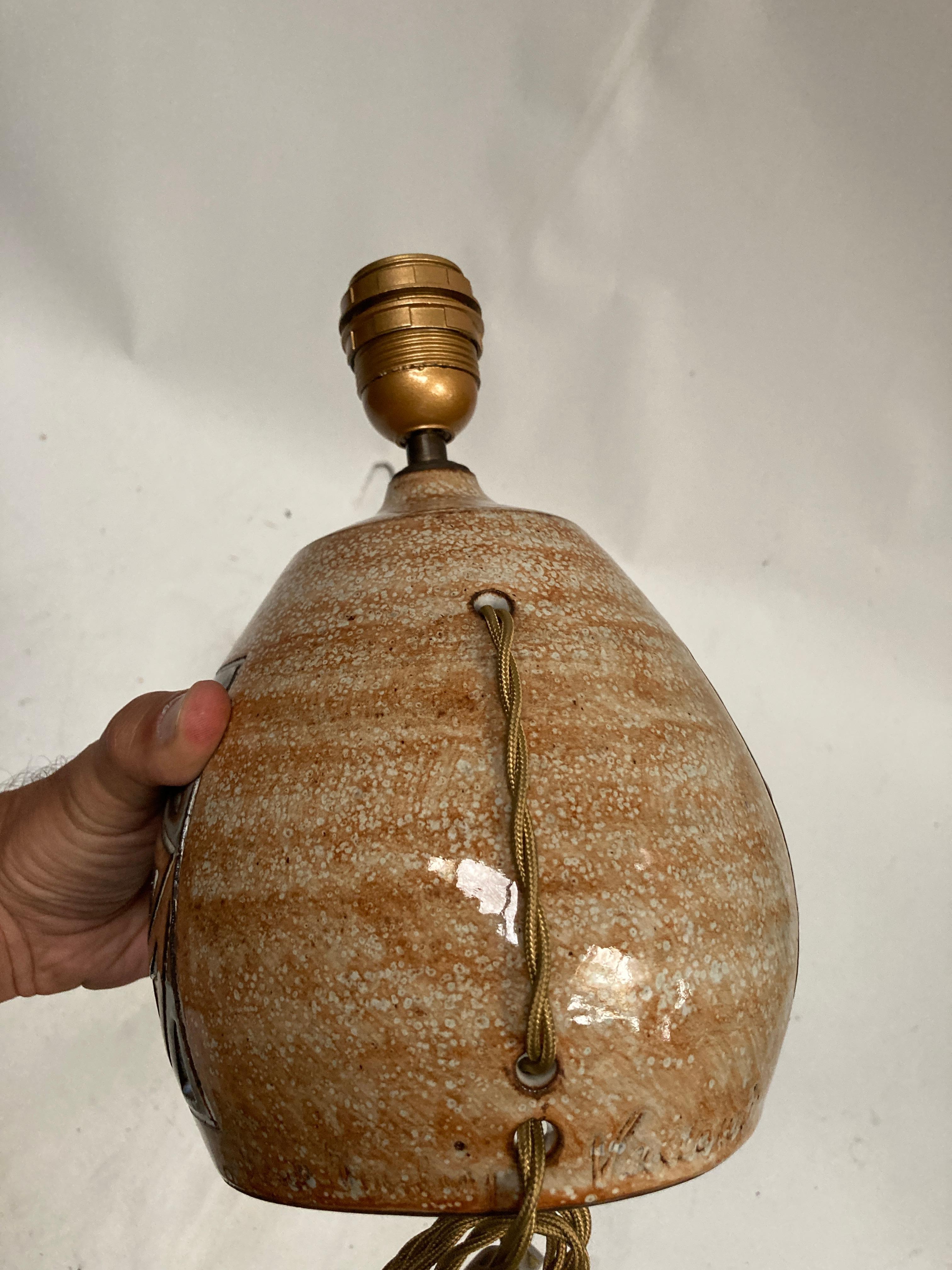 Ceramic 1970's Studio pottery lamp from Vallauris For Sale