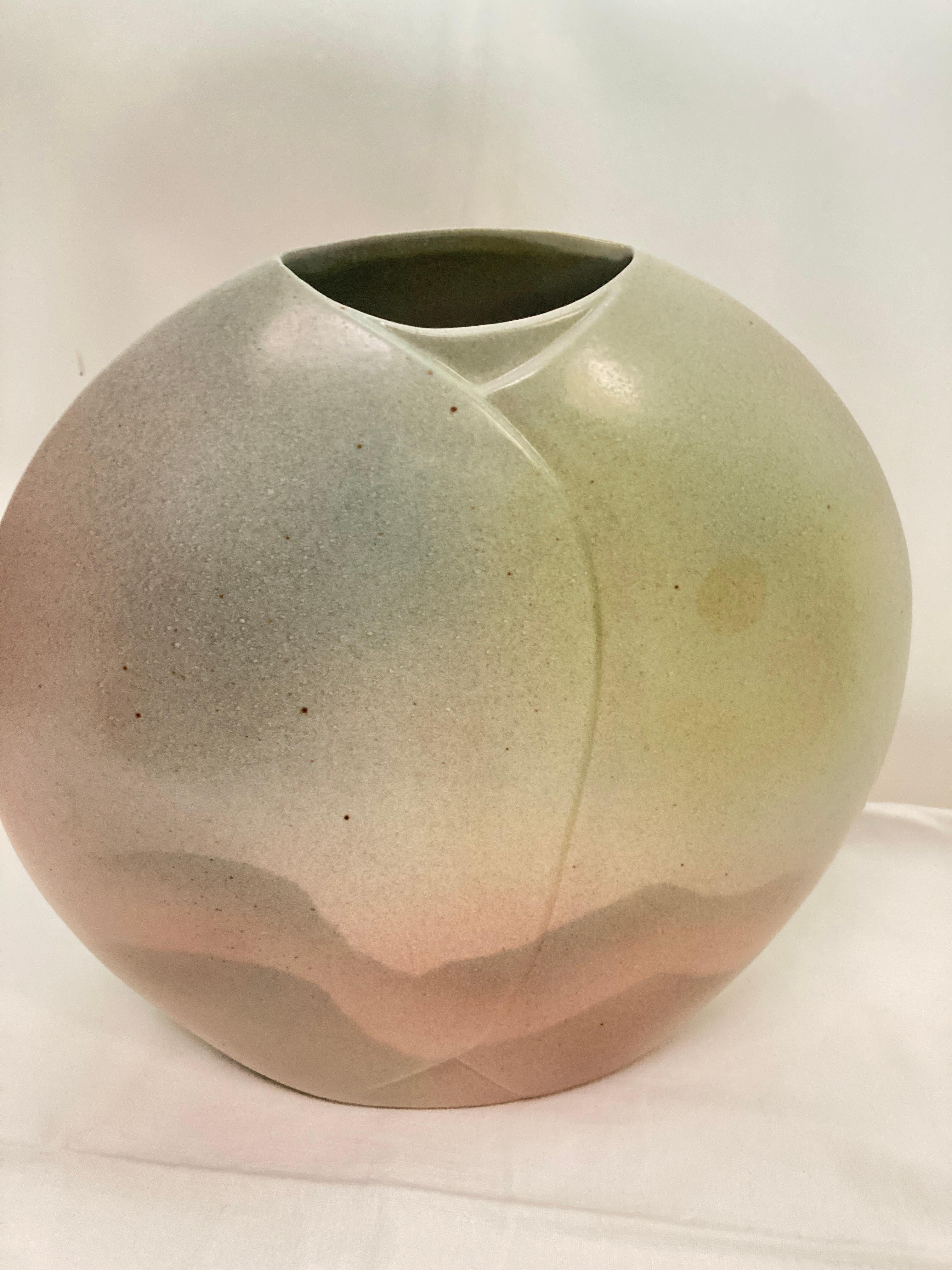French 1970's Studio pottery porcelain vase by Virebent