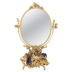 Superbe miroir en améthyste et quartz des années 1970, signé Claude Victor Boeltz