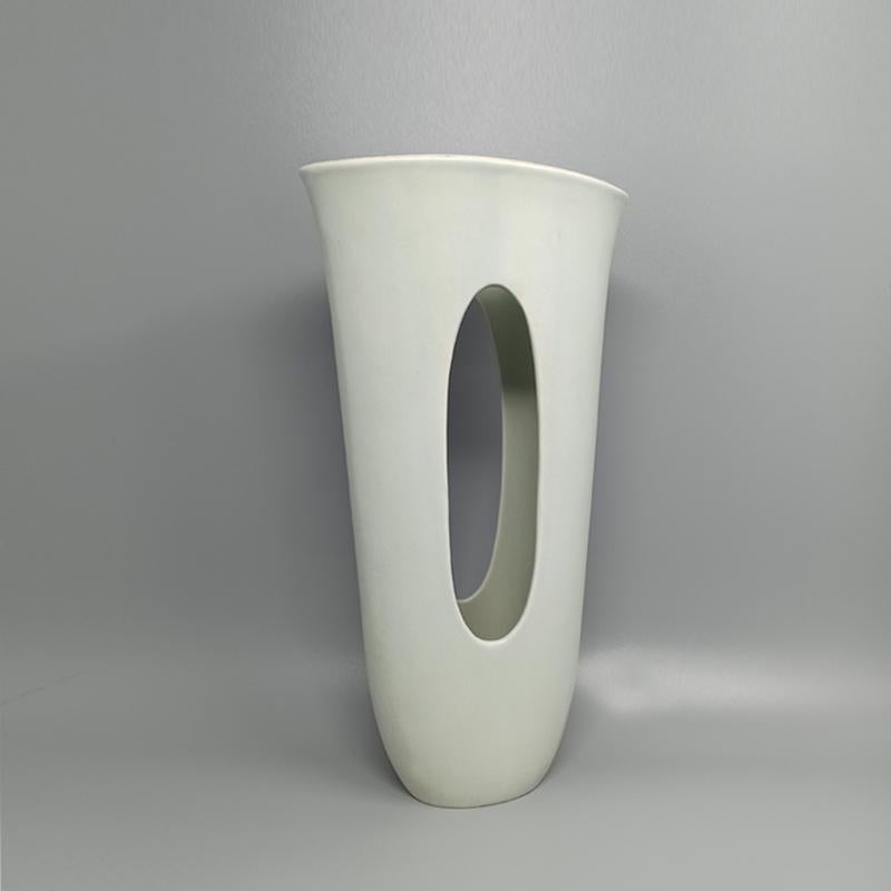Mid-Century Modern 1970s Stunning Aqua Green Ceramic Vase, Made in Italy For Sale