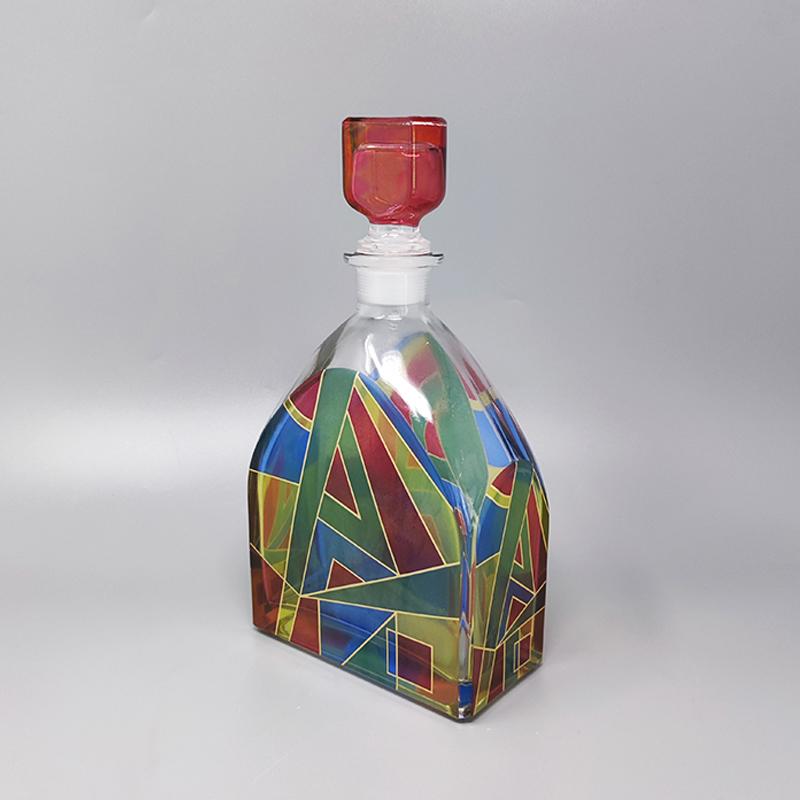 Mid-Century Modern 1970s Stunning Decanter or Decorative Bottle by Luigi Bormioli For Sale