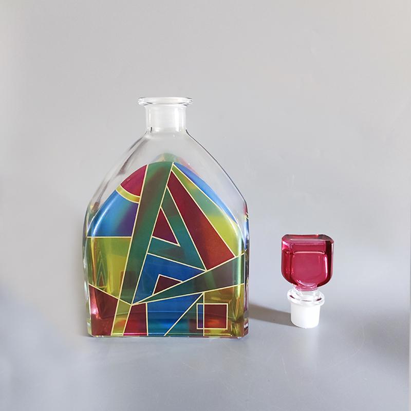 1970s Stunning Decanter or Decorative Bottle by Luigi Bormioli In Excellent Condition For Sale In Milano, IT