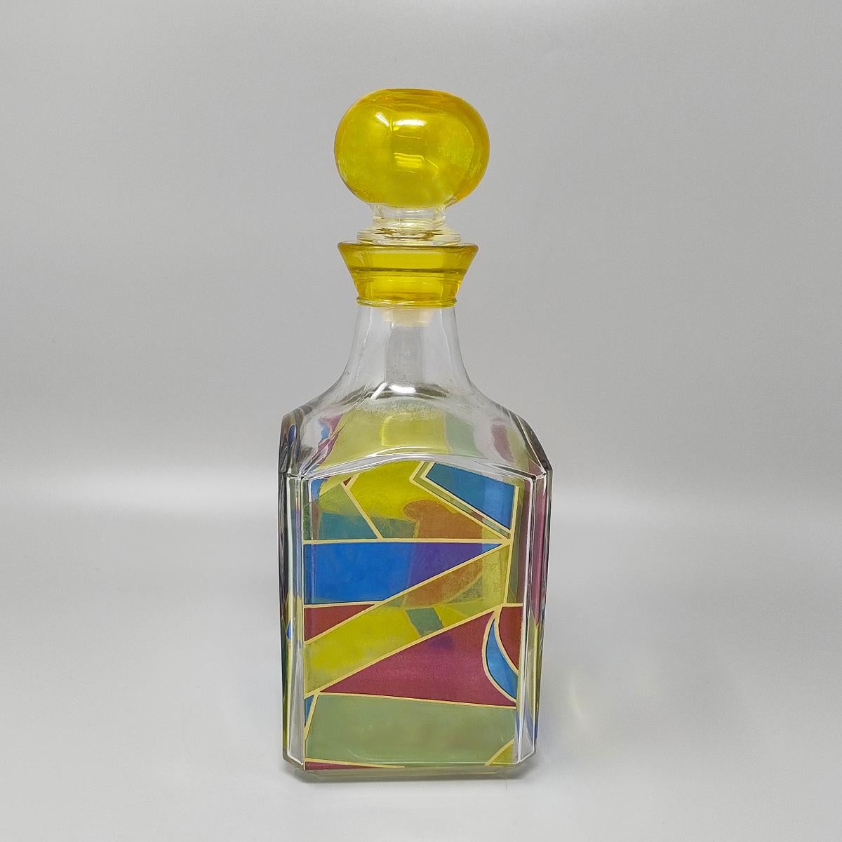 italien Superbe carafe ou bouteille décorative des années 1970 par Luigi Bormioli. Fabriqué en Italie en vente