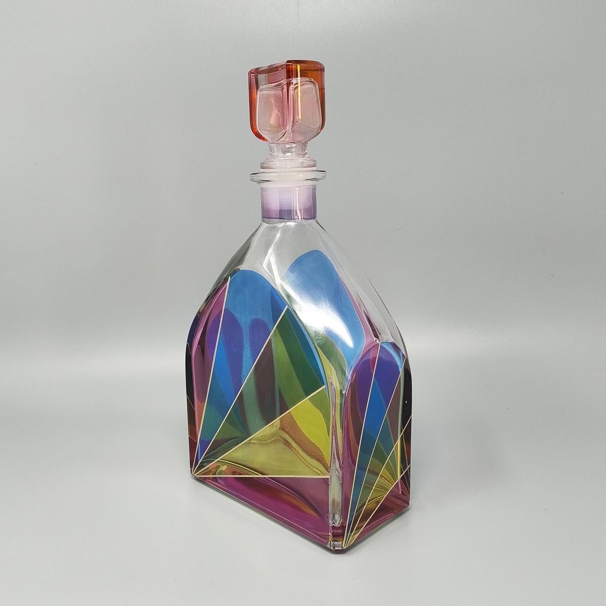Impresionante decantador o botella decorativa de los años 70, obra de Luigi Bormioli. Fabricado en Italia Italiano en venta
