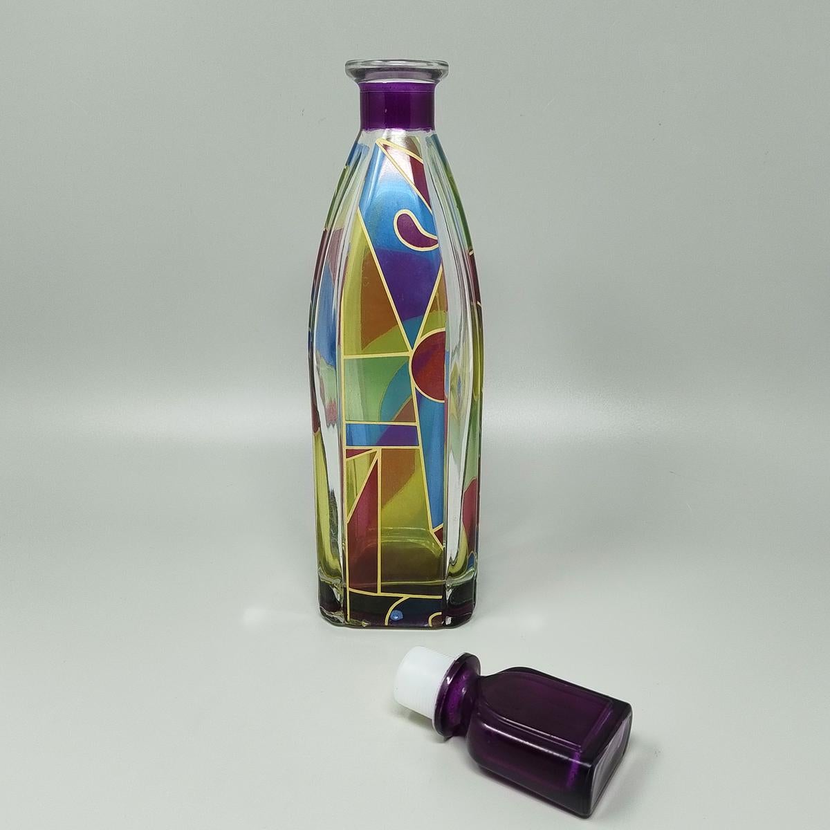 Fin du 20e siècle Superbe carafe ou bouteille décorative des années 1970 par Luigi Bormioli. Fabriqué en Italie en vente