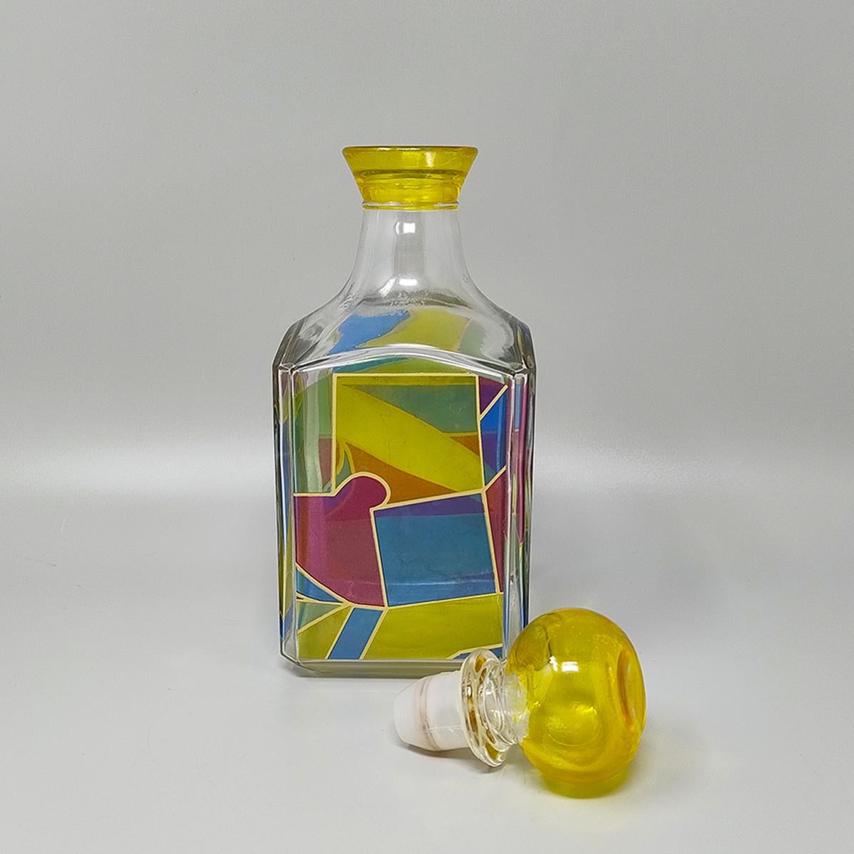 Fin du 20e siècle Superbe carafe ou bouteille décorative des années 1970 par Luigi Bormioli. Fabriqué en Italie en vente