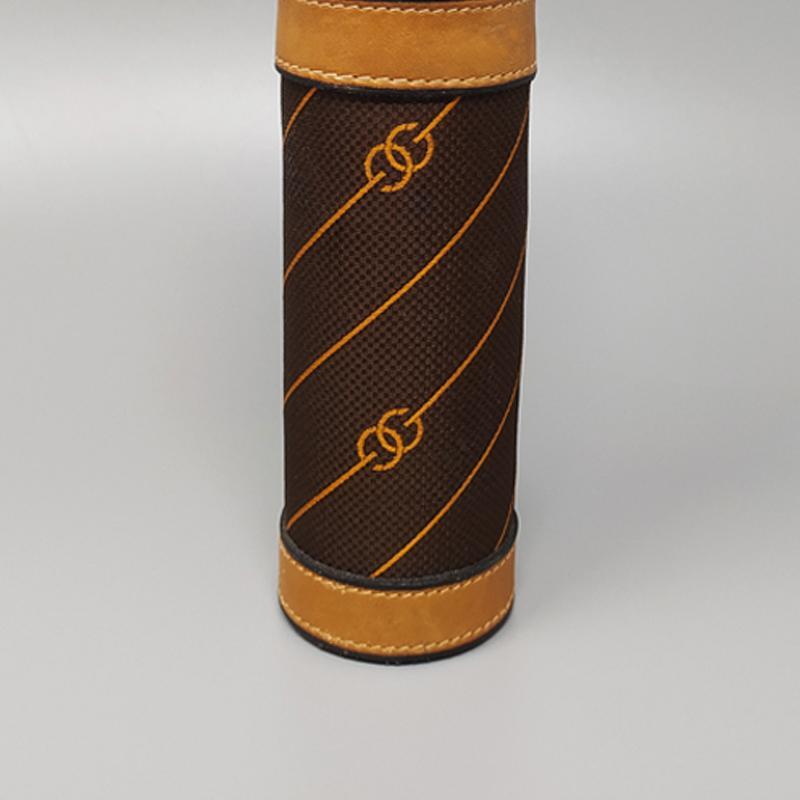 Mid-Century moderno 1970 Stupenda borraccia thermos Gucci in tela marrone con monogramma, Made i