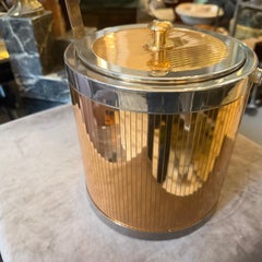 1970s Stunning Mid-Century Modern Brass and Silver Plated Ice Bucket by Lidian