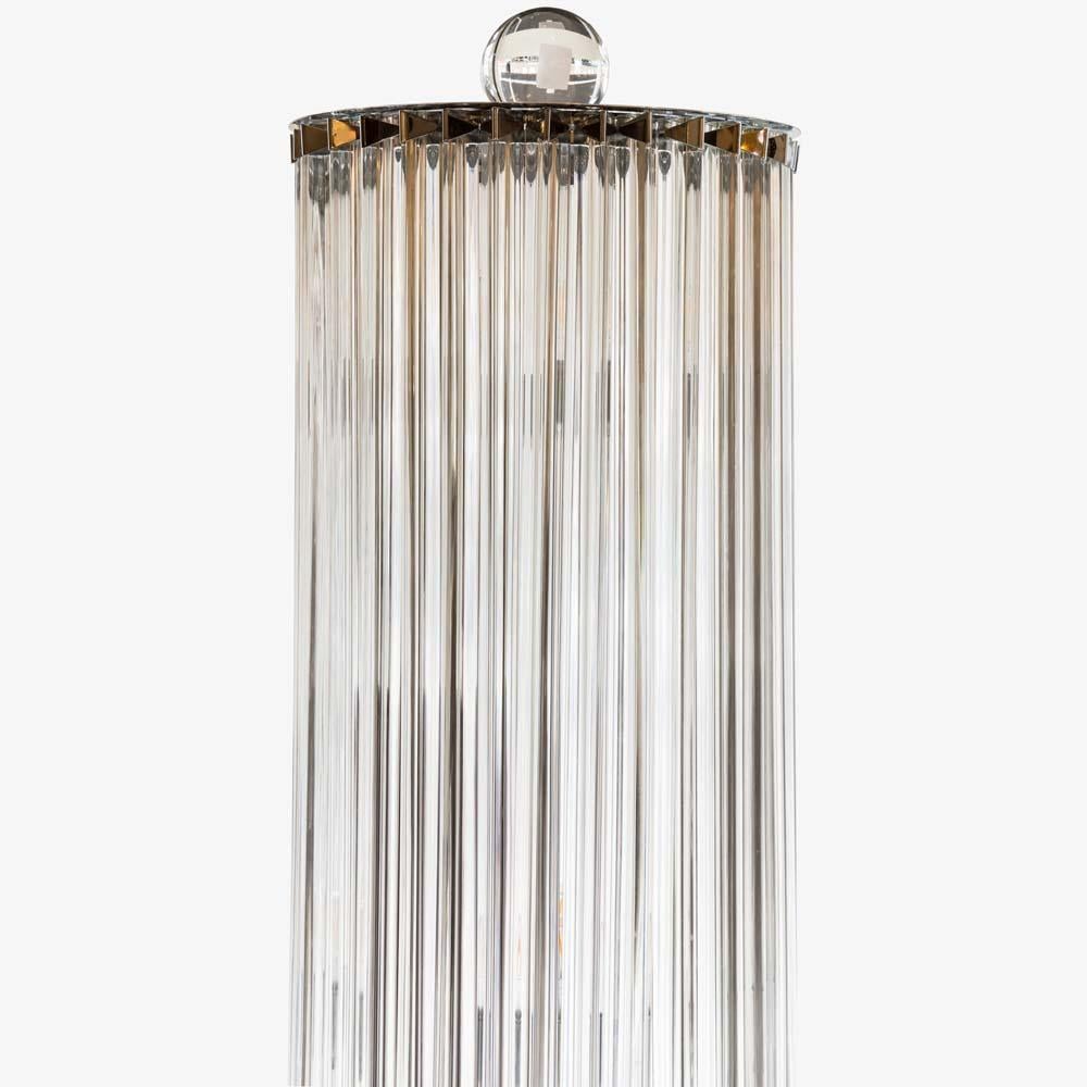Mid-Century moderno 1970 Stupenda lampada da terra in vetro trasparente soffiato di Murano a forma di colonna, italiana in vendita