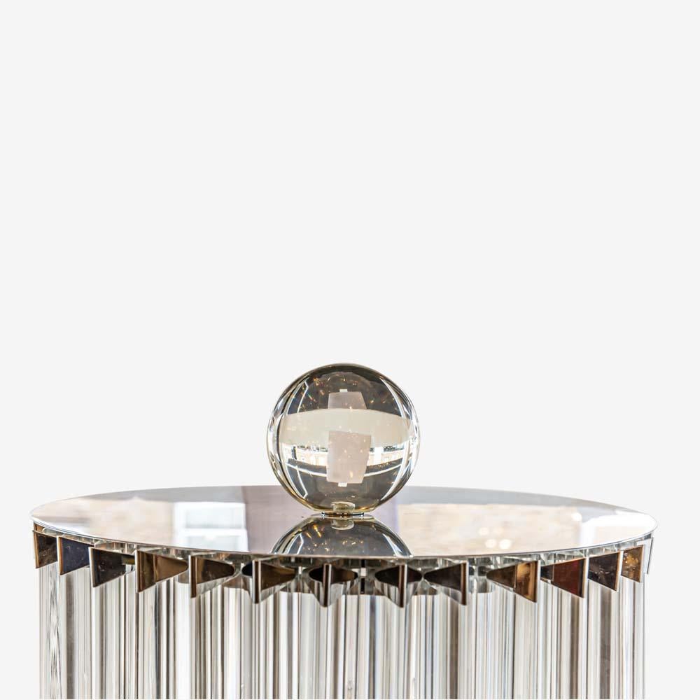 Fine XX secolo 1970 Stupenda lampada da terra in vetro trasparente soffiato di Murano a forma di colonna, italiana in vendita