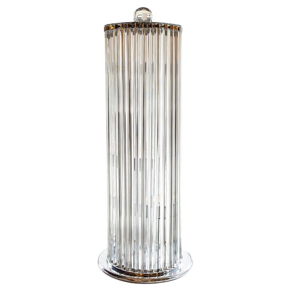 1970s Stunning Murano blown clear Glass Column shaped Floor Lamp Italian