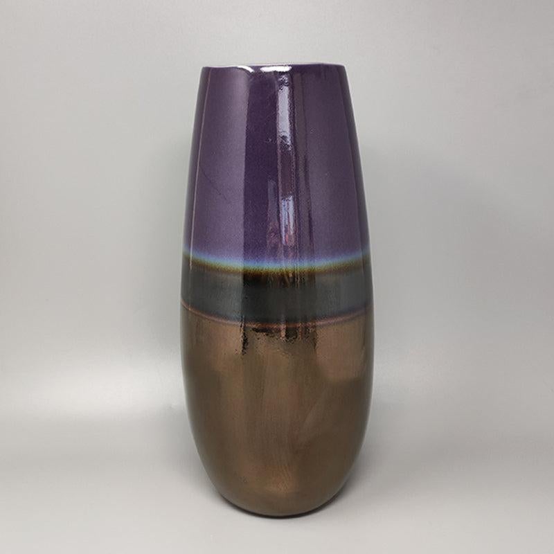 Space Age 1970s Stunning Pair of Vases in Ceramic by F.lli Brambilla. Made in Italy For Sale