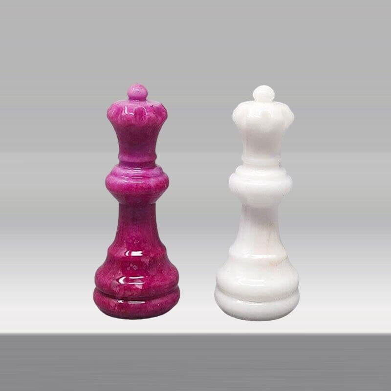 1970s Stunning Pink and White Chess Set in Volterra Alabaster Handmade Made in I For Sale 2