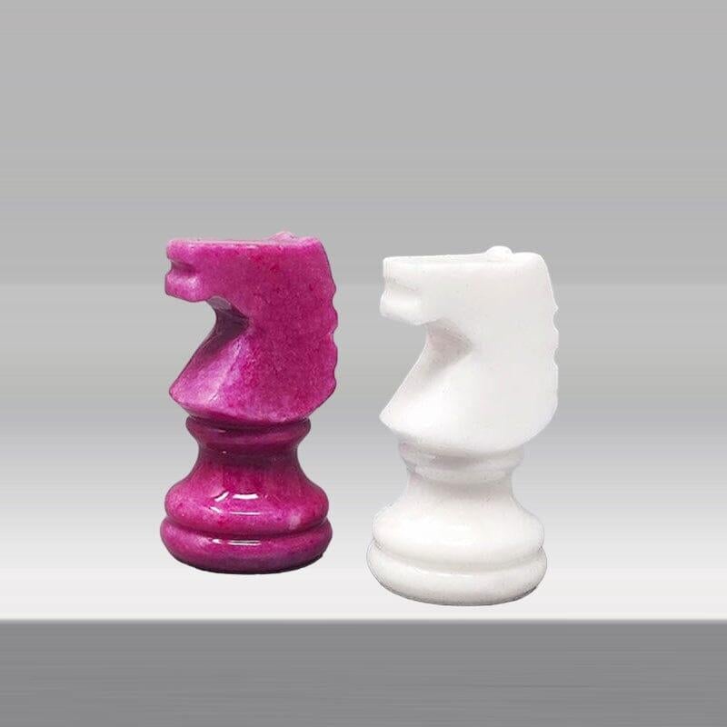 1970s Stunning Pink and White Chess Set in Volterra Alabaster Handmade Made in I For Sale 4