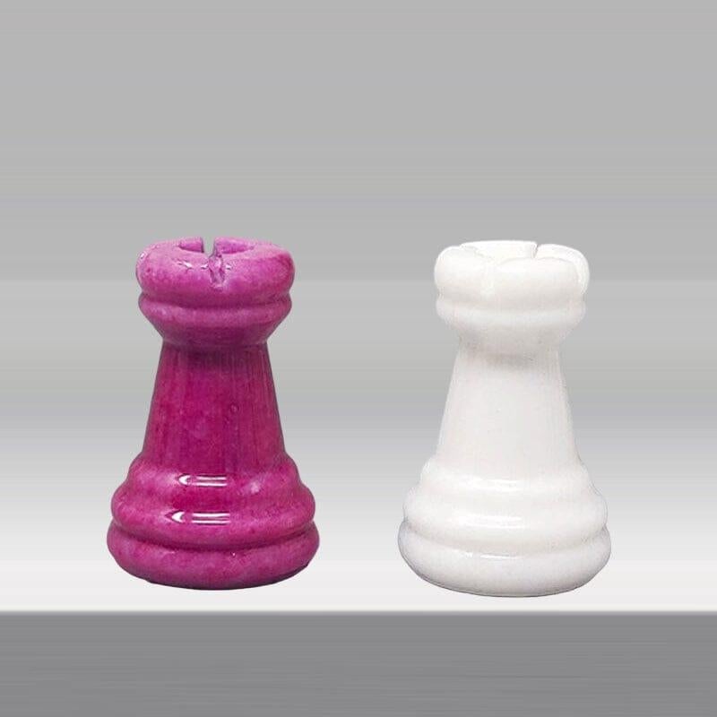 1970s Stunning Pink and White Chess Set in Volterra Alabaster Handmade Made in I For Sale 5