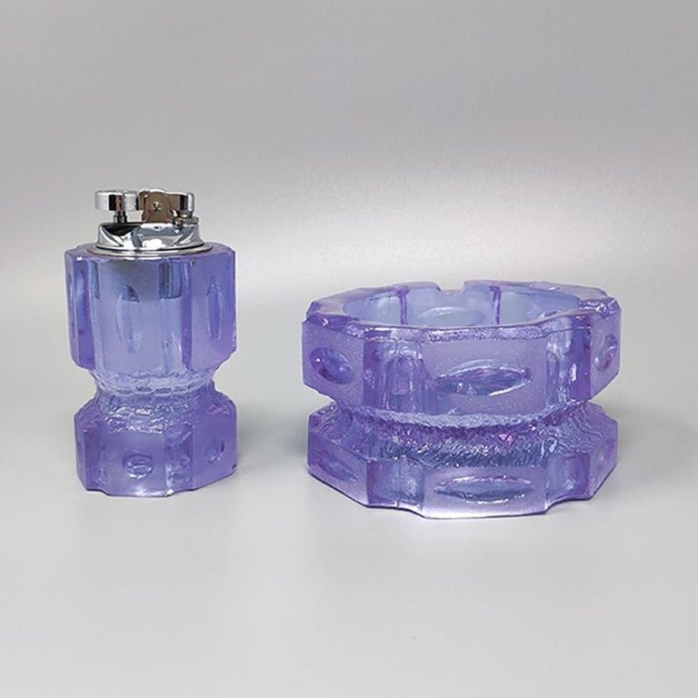 1970s Stunning purple smoking set by Antonio Imperatore in Murano glass. Made in Italy The items are in excellent condition. The table lighter works perfectly,
This smoking set is gorgeous
Dimensions:
Ashtray diam 4,72 x 2,75