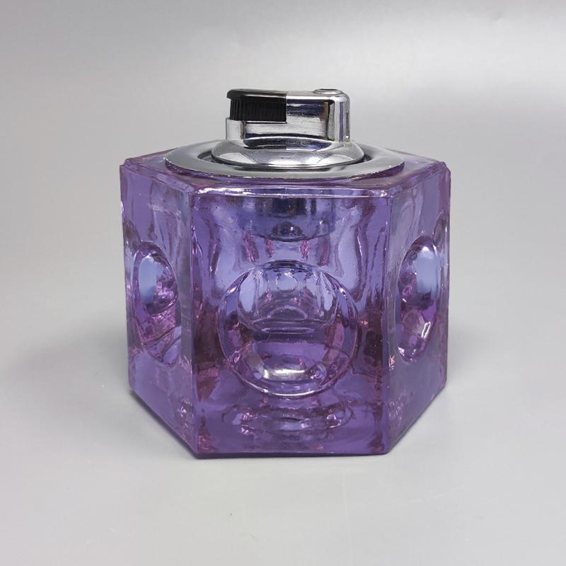Mid-Century Modern 1970s Stunning Purple Smoking Set By Antonio Imperatore in Murano Glass For Sale