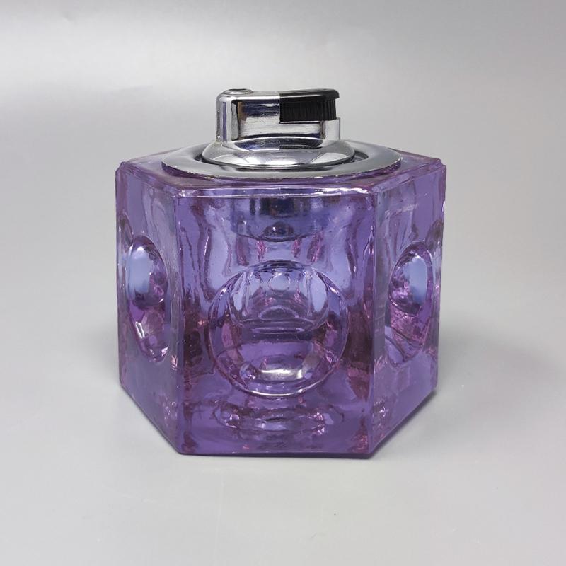 Italian 1970s Stunning Purple Smoking Set By Antonio Imperatore in Murano Glass For Sale