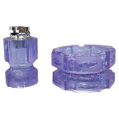 Set da fumo viola anni '70 di Antonio Imperatore in vetro di Murano.