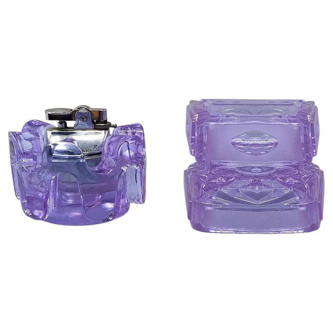 1970s Stunning Purple Smoking Set By Antonio Imperatore in Murano Glass. For Sale
