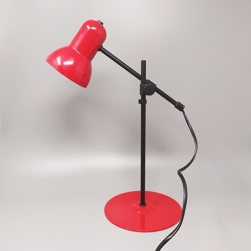 Mid-Century Modern 1970s Stunning Red Table Lamp by Veneta Lumi, Made in Italy For Sale