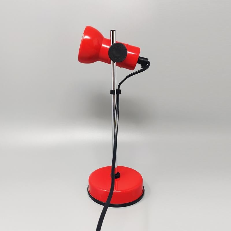 Mid-Century Modern 1970s Stunning Red Table Lamp by Veneta Lumi, Made in Italy For Sale
