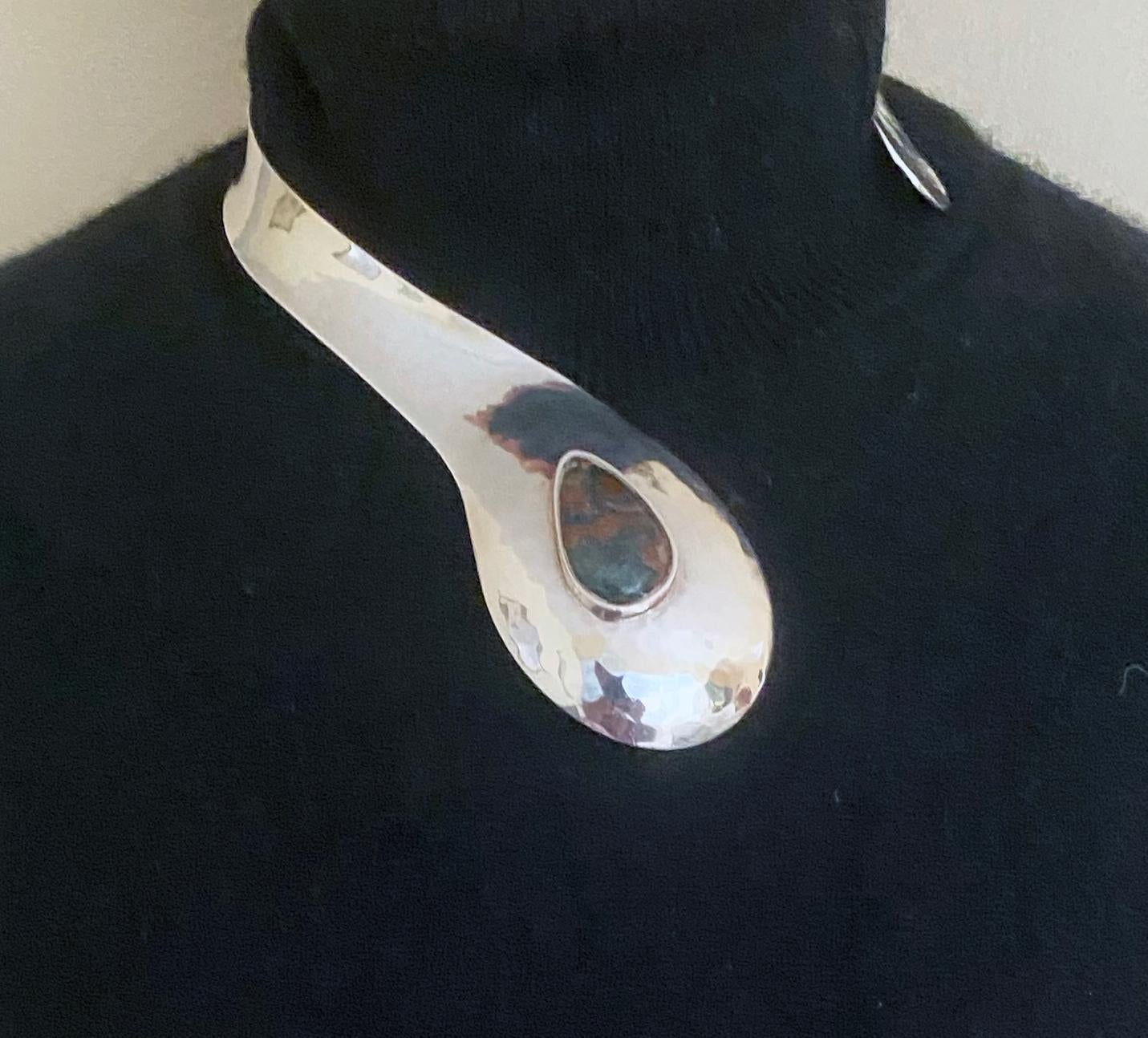 Impresionante collar modernista escandinavo de plata de ley de los años 70, Dinamarca Modernista en venta