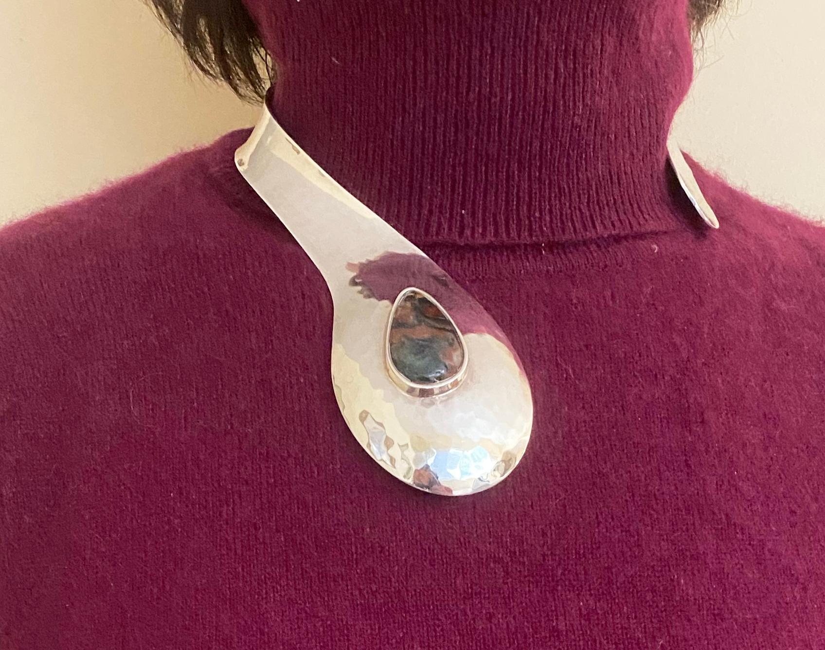 De las mujeres Impresionante collar modernista escandinavo de plata de ley de los años 70, Dinamarca en venta