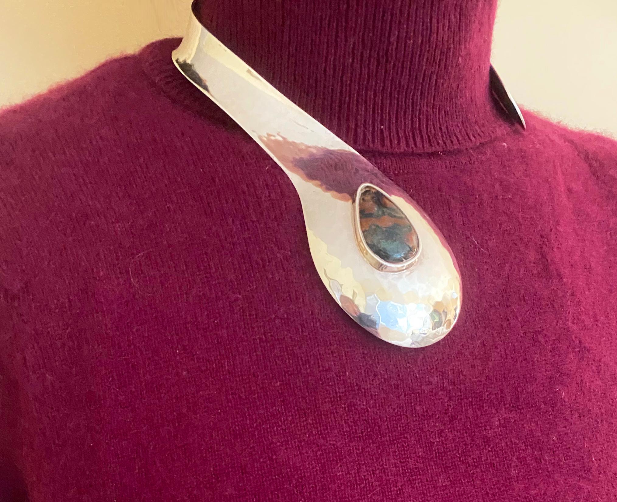 Impresionante collar modernista escandinavo de plata de ley de los años 70, Dinamarca en venta 4