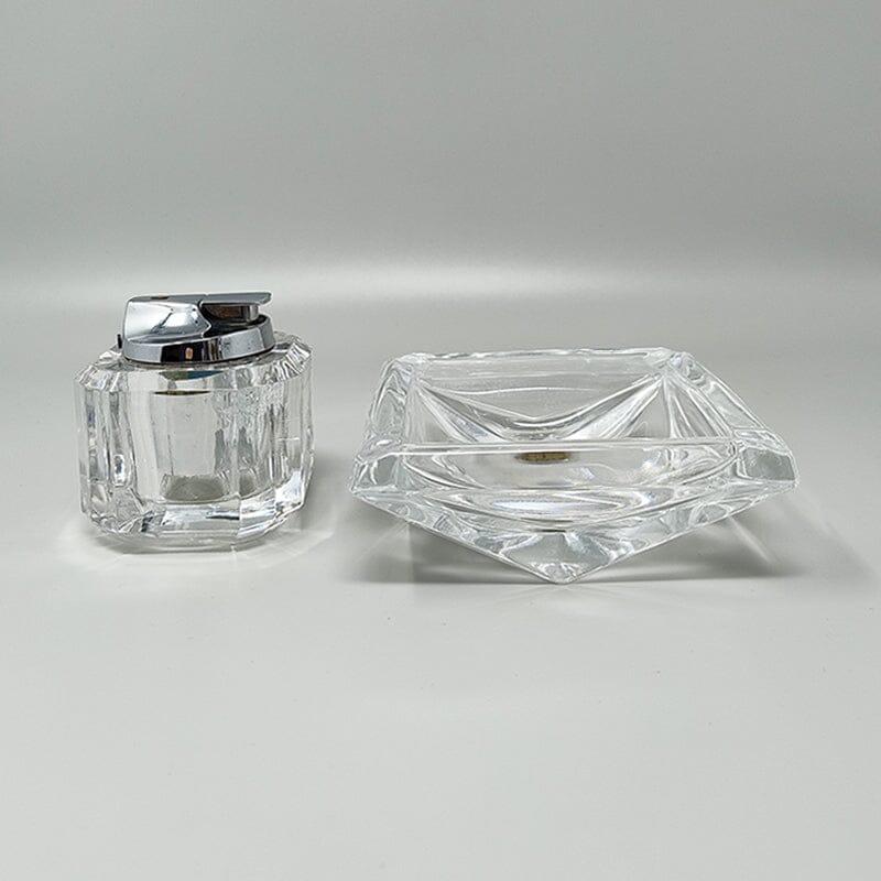 Mid-Century Modern 1970s Stunning Smoking Set in Crystal By Cristal D'Arques. Made in France.
