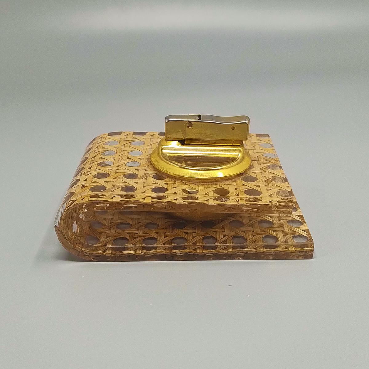 Set da fumo anni '70 in paglia di Vienna di Geolel. Prodotto in Italia In condizioni ottime in vendita a Milano, IT