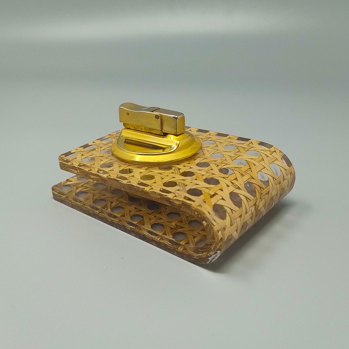 Fine XX secolo Set da fumo anni '70 in paglia di Vienna di Geolel. Prodotto in Italia in vendita