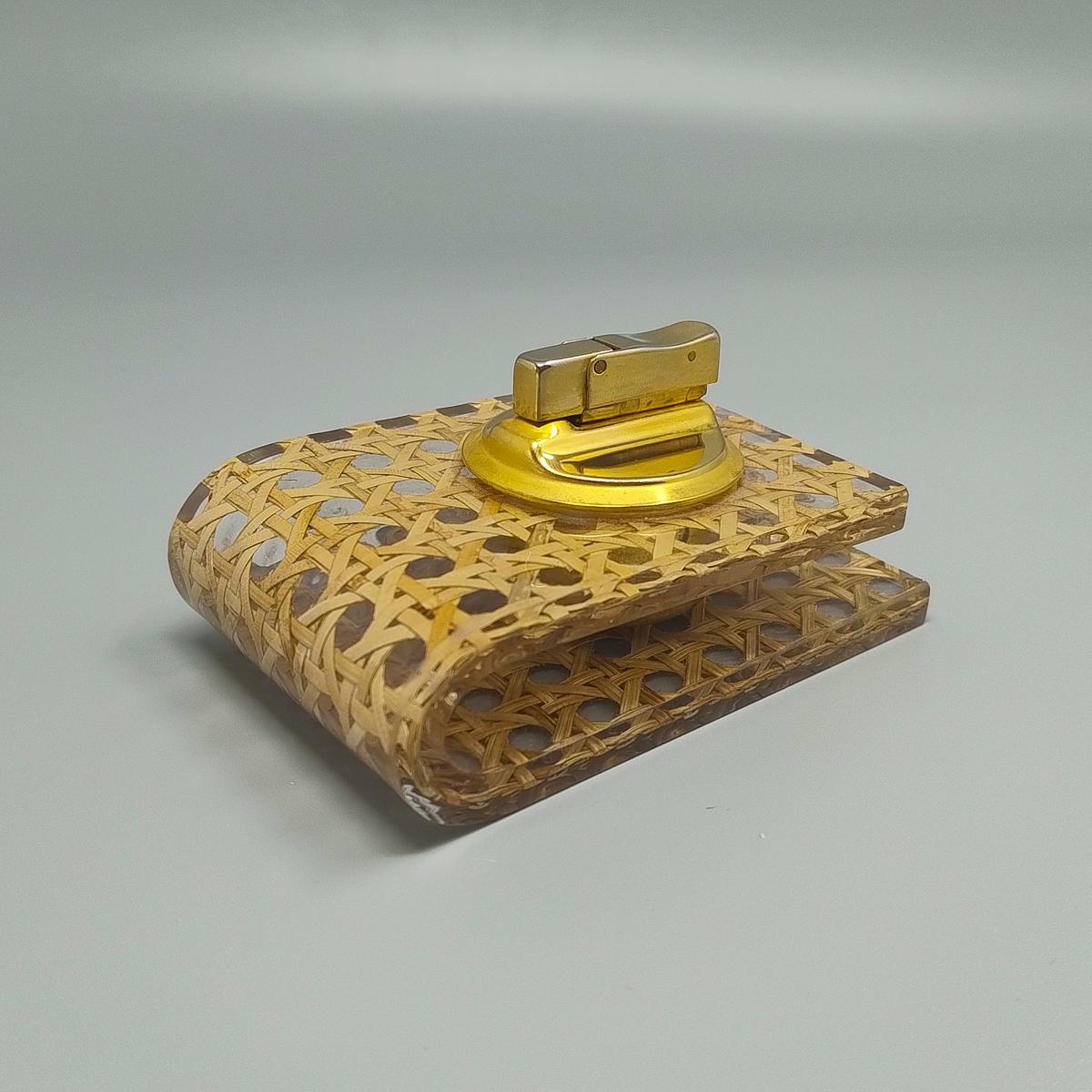 Paglia Set da fumo anni '70 in paglia di Vienna di Geolel. Prodotto in Italia in vendita