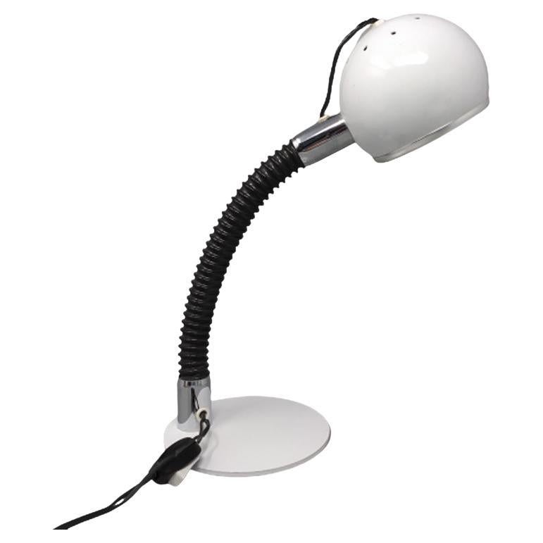 1970s Stunning Space Age White Eyeball Table Lamp by Reggiani. Made in Italy