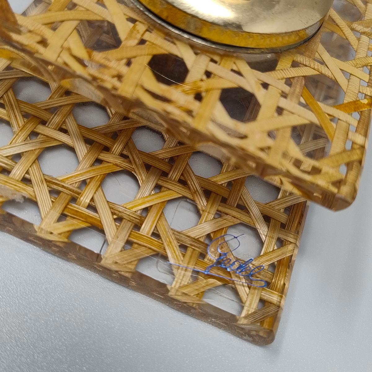 Late 20th Century 1970s Stunning Table Lighter in Vienna Straw By Geolel. Made in Italy For Sale