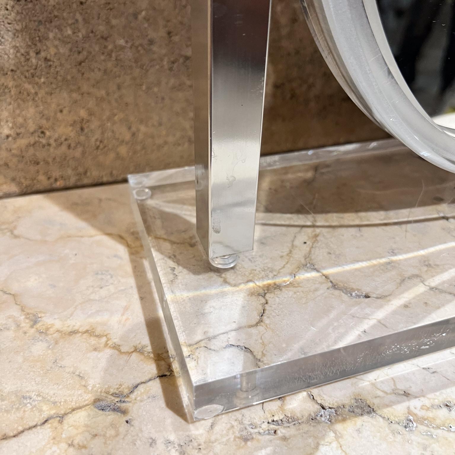 Glass 1970s Style Charles Hollis Jones Table Vanity Mirror Lucite & Chrome For Sale